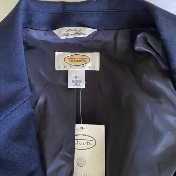 VTG Talbots Navy Wool Long Sleeve Button Front Office Blazer Jacket 10P - Picture 3 of 10